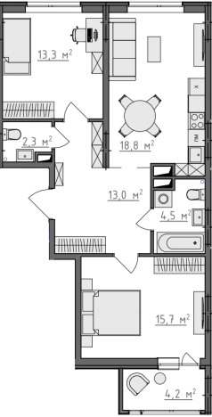 Купить двухкомнатную квартиру в районе Октябрьский в Владимире. Вариант № 156193, 0, площадь -  квм, цена 7318500 рублей