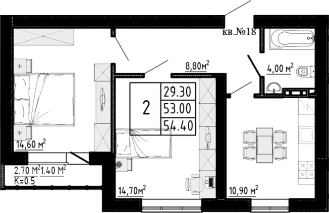 Купить двухкомнатную квартиру в Коммунаре. Вариант № 9325271, 0, площадь -  квм, цена 7616000 рублей