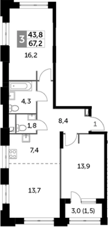 Купить квартиру у метро Хорошево в Москве. Вариант № 89976, 0, площадь -  квм, цена 38374560 рублей