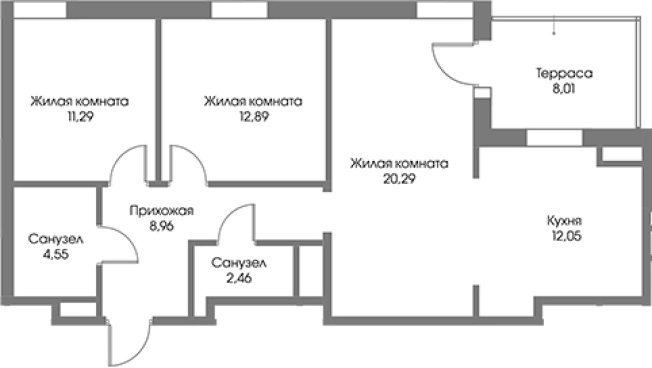 Купить трехкомнатную квартиру в ЖК Рощино Residence в Ленинградской области. Вариант № 7601857, 0, площадь -  квм, цена 89868000 рублей