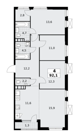 Купить многокомнатную квартиру в ЖК Южные сады в Москве. Вариант № 116699, 0, площадь -  квм, цена 33280335 рублей