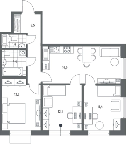 Купить многокомнатную квартиру в новостройках в ЖК Парусная 1 в Санкт-Петербурге. Вариант № 7262276, 0, площадь -  квм, цена 27583000 рублей