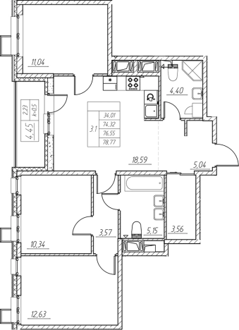 Купить многокомнатную квартиру в ЖК RESPECT в Санкт-Петербурге. Вариант № 6054447, 0, площадь -  квм, цена 24081009 рублей