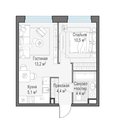 Купить двухкомнатную квартиру в ЖК Белый Grad в Мытищах. Вариант № 167519, 0, площадь -  квм, цена 7370000 рублей