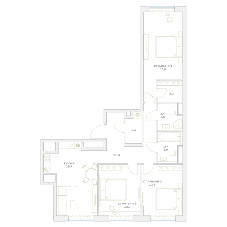 Купить многокомнатную квартиру в новостройках в ЖК Детали в Москве. Вариант № 876781, 0, площадь -  квм, цена 19523840 рублей