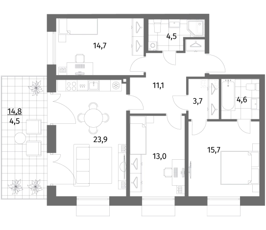 Купить многокомнатную квартиру в новостройках в ЖК Парусная 1 в Санкт-Петербурге. Вариант № 7262509, 0, площадь -  квм, цена 34685000 рублей