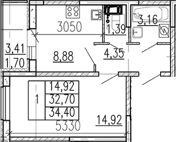 Купить квартиру в ЖК Высота в Ленинградской области. Вариант № 9096232, 0, площадь - квм, цена 4895400 рублей