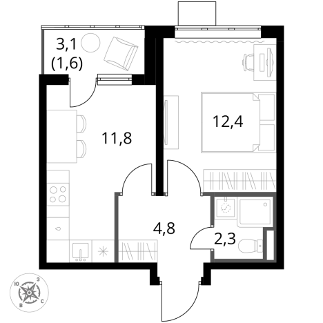 Купить однокомнатную квартиру у метро Битца в Московской области. Вариант № 9946954, 0, площадь -  квм, цена 11873610 рублей