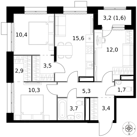 Купить трехкомнатную квартиру у метро Саларьево в Москве. Вариант № 9693094, 0, площадь -  квм, цена 24224640 рублей