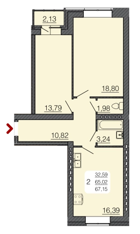 Купить двухкомнатную квартиру в Семилуках. Вариант № 102793, 1, площадь -  квм, цена 5882010 рублей