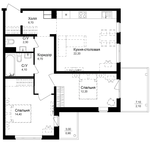 Купить двухкомнатную квартиру в новостройках на улице Достоевского в Ленинградской области. Вариант № 7829235, 0, площадь -  квм, цена 10024000 рублей