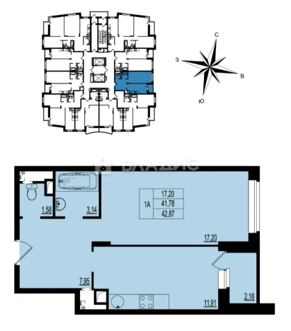 Купить квартиру в новостройках в Владимире. Вариант № 105396, 1, площадь -  квм, цена 4415610 рублей