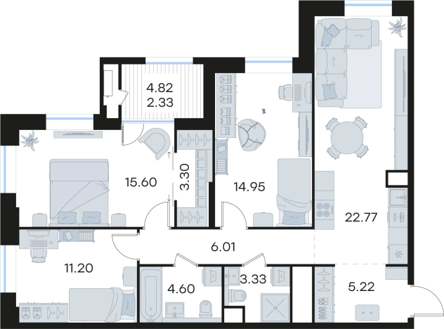 Купить трехкомнатную квартиру в новостройках в ЖК Glorax Черниговская в Нижнем Новгороде. Вариант № 3593193, 0, площадь -  квм, цена 25189187 рублей