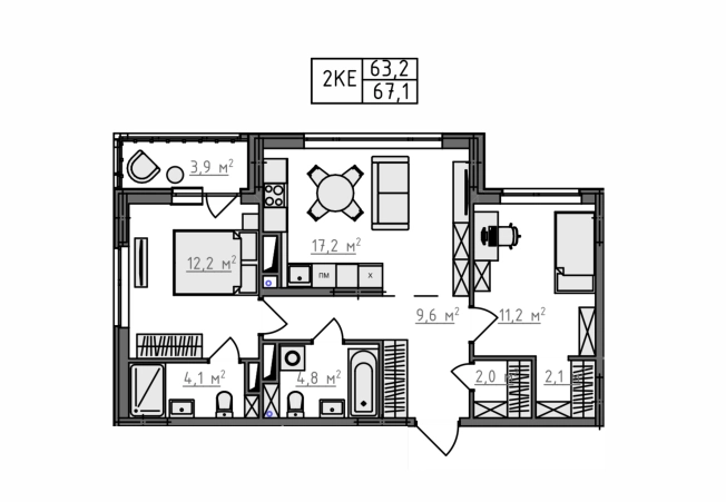 Купить квартиру в новостройках в ЖК Квартал Новаторов в Владимире. Вариант № 130643, 3, площадь -  квм, цена 7492250 рублей