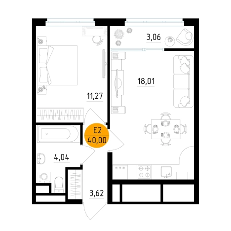 Купить однокомнатную квартиру в ЖК Смарт квартал «Центральный» в Рязани. Вариант № 154146, 0, площадь -  квм, цена 5198800 рублей