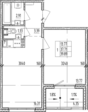Купить однокомнатную квартиру у метро Проспект Ветеранов в Ленинградской области. Вариант № 6854690, 0, площадь - квм, цена 8598290 рублей