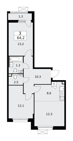 Купить трехкомнатную квартиру у метро Потапово в Москве. Вариант № 160994, 0, площадь -  квм, цена 23746296 рублей