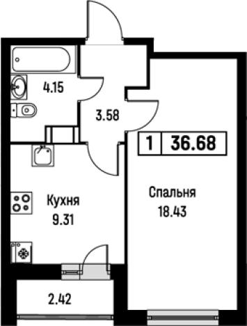Купить квартиру на улице Екатерининская в Мурине. Вариант № 8062467, 0, площадь -  квм, цена 6944859 рублей