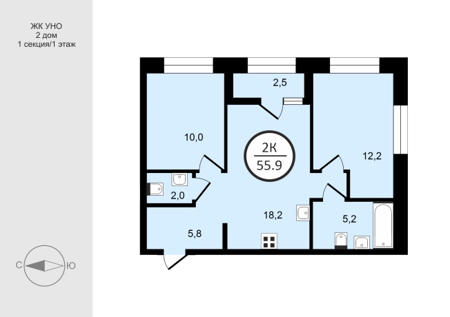 Купить двухкомнатную квартиру в новостройках на улице Долголетия в Владимирской области. Вариант № 543733, 0, площадь -  квм, цена 9503000 рублей