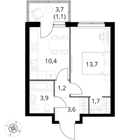 Купить однокомнатную квартиру в новостройках в ЖК 1-й Измайловский в Москве. Вариант № 3587618, 0, площадь -  квм, цена 20220800 рублей