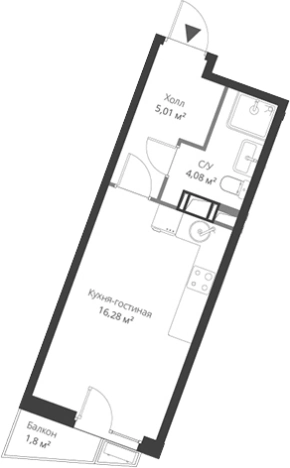 Купить Студию на улице Ларина в Сертолове. Вариант № 6055534, 0, площадь - квм, цена 4259263 рублей