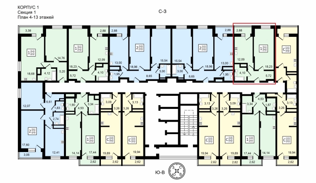 Купить однокомнатную квартиру в ЖК Навигатор в Воронеже. Вариант № 106854, 1, площадь -  квм, цена 4881492 рублей