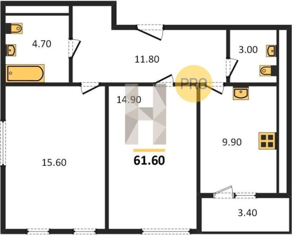 Купить двухкомнатную квартиру в ЖК Новый Карлутский в Ижевске. Вариант № 61803, 0, площадь -  квм, цена 5415920 рублей