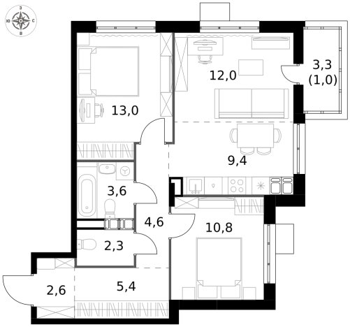 Купить трехкомнатную квартиру у метро Саларьево в Москве. Вариант № 9654580, 0, площадь -  квм, цена 24650700 рублей