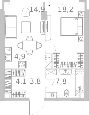 . Вариант № 105138, 0, площадь - 53.7 квм, цена 40378692 рублей