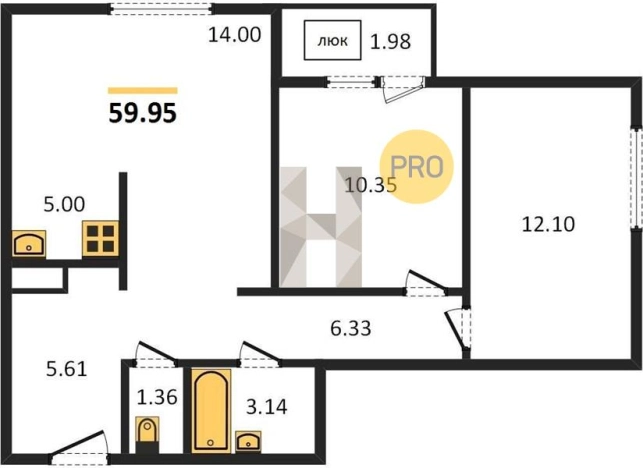 Купить двухкомнатную квартиру в новостройках в ЖК Новая Тверская в Ижевске. Вариант № 61998, 0, площадь -  квм, цена 3840000 рублей