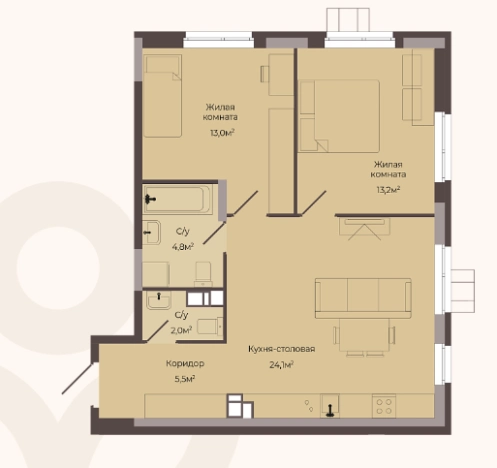 Купить квартиру в новостройках в ЖК ТРИО в Нижнем Новгороде. Вариант № 123083, 0, площадь -  квм, цена 9924800 рублей