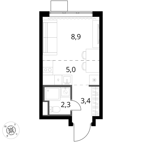 Купить однокомнатную квартиру у метро Битца в Видном. Вариант № 9949626, 0, площадь -  квм, цена 7771400 рублей