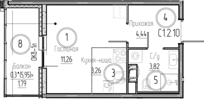 Купить Студию на вторичке у метро Девяткино в Всеволожске. Вариант № 8930703, 0, площадь -  квм, цена 4201494 рублей
