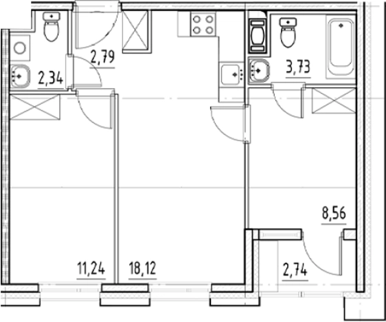 . Вариант № 5559772, 0, площадь - 46.78 квм, цена 15633422 рублей