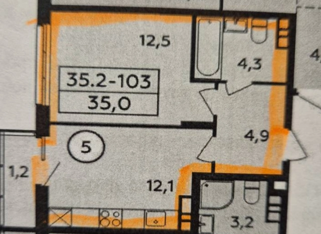 . Вариант № 9830051, 17, площадь - 33.6 квм, цена 11500000 рублей