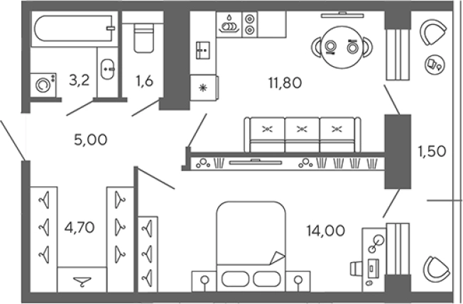 . Вариант № 7827755, 0, площадь - 40.3 квм, цена 6520800 рублей