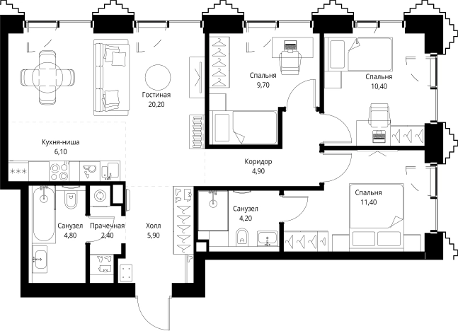 Купить трехкомнатную квартиру в новостройках в районе Можайский в Москве. Вариант № 10349622, 0, площадь -  квм, цена 45320000 рублей