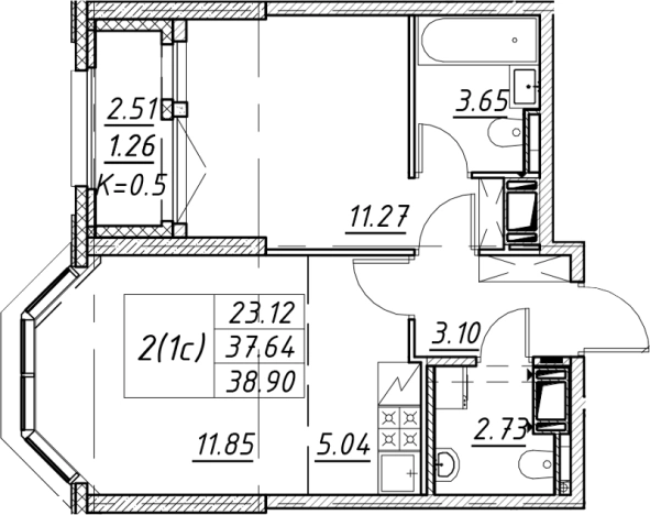 Купить двухкомнатную квартиру в новостройках в ЖК Цивилизация на Неве в Санкт-Петербурге. Вариант № 7849401, 0, площадь -  квм, цена 12540971 рублей