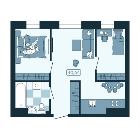 . Вариант № 5460429, 0, площадь - 40.64 квм, цена 7284048 рублей