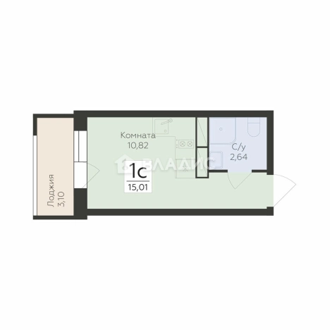 Купить однокомнатную квартиру на улице Ломоносова в Воронеже. Вариант № 145761, 0, площадь -  квм, цена 2608320 рублей