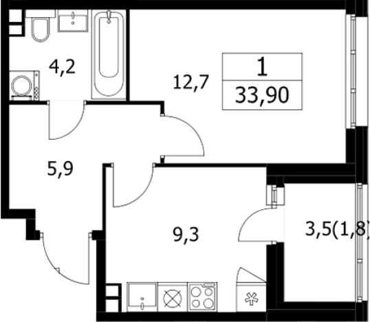 Купить однокомнатную квартиру в ЖК Дзен-кварталы в Москве. Вариант № 96041, 0, площадь -  квм, цена 10015145 рублей