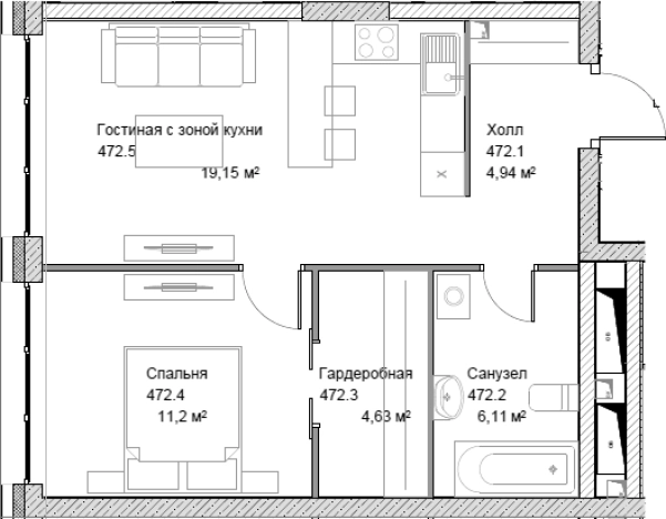 Купить квартиру в ЖК Insider в Москве. Вариант № 84484, 0, площадь -  квм, цена 23982400 рублей