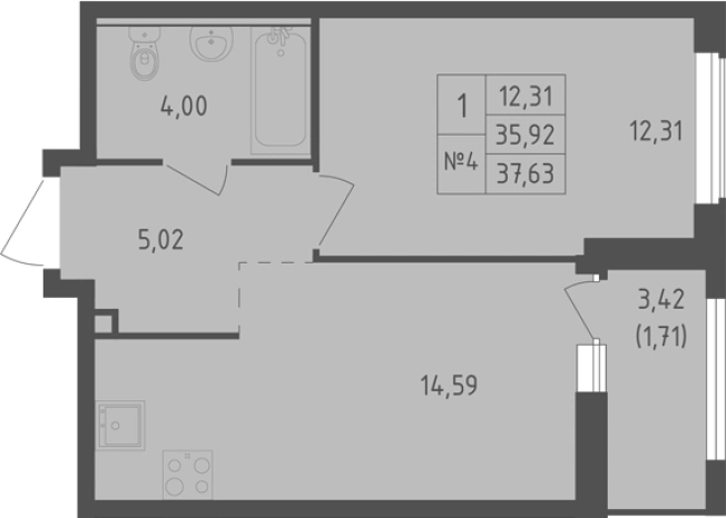 Купить однокомнатную квартиру в ЖК Южная Нева в Ленинградской области. Вариант № 8341062, 0, площадь -  квм, цена 5191811 рублей