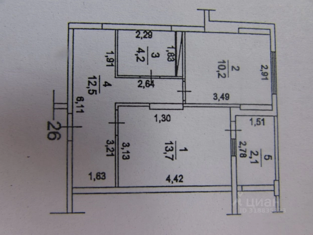 . Вариант № 2991356, 15, площадь - 40.6 квм, цена 7000000 рублей