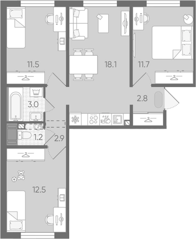 Купить четырехкомнатную квартиру у метро Гражданский проспект в Санкт-Петербурге. Вариант № 8087049, 0, площадь -  квм, цена 10930792 рублей
