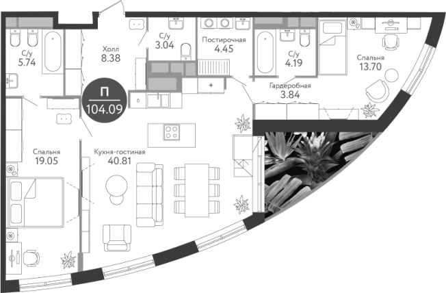 Купить трехкомнатную квартиру у метро Коммунарка в Москве. Вариант № 62901, 0, площадь -  квм, цена 33359300 рублей