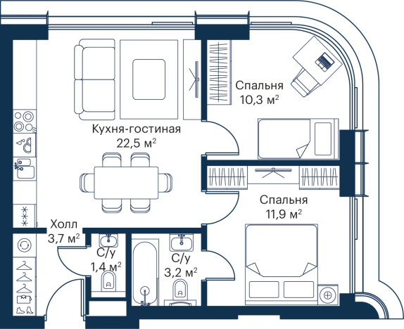 Купить двухкомнатную квартиру в Микрорайоне Губайлово, Красногорск в Красногорске. Вариант № 4847836, 0, площадь -  квм, цена 24782983 рублей