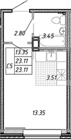 Купить Студию в Ленинградской области. Вариант № 76198, 0, площадь -  квм, цена 3973200 рублей