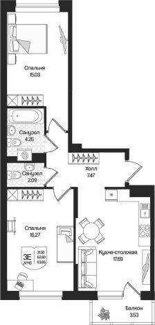 Купить трехкомнатную квартиру у метро Парнас в Ленинградской области. Вариант № 7261474, 0, площадь -  квм, цена 14090526 рублей