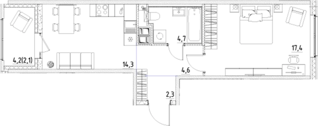 Купить однокомнатную квартиру в ЖК Янила Forest в Ленинградской области. Вариант № 7838410, 0, площадь -  квм, цена 7268540 рублей